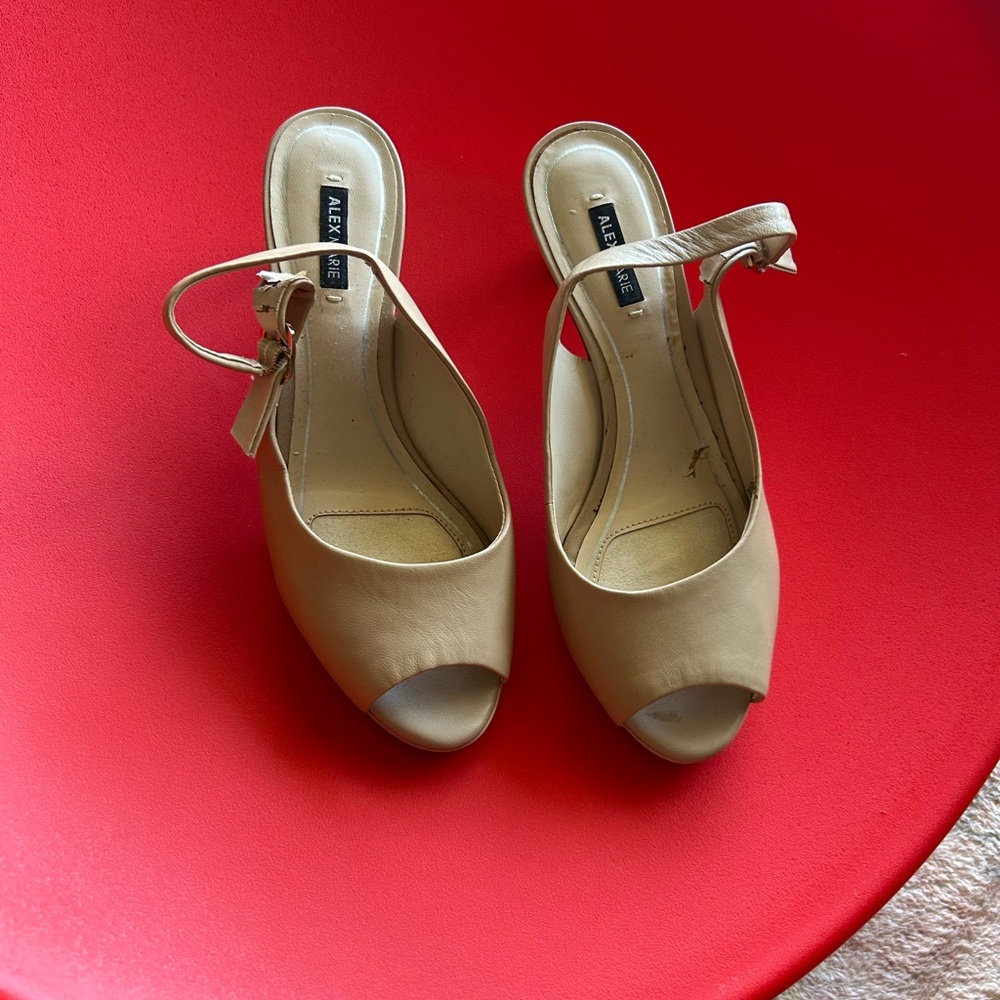 Alex Marie Beige Peep Toe Heels